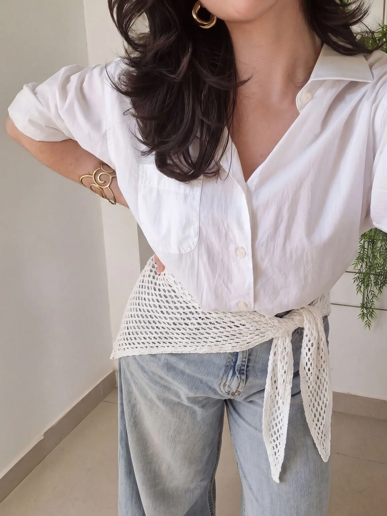 Boho Style Mesh Knit Shawl Triangle Scarf, Women's Summer Beach Vacation Breathable Lightweight Bandana Headscarf, Fashion Casual Elegant Accessory