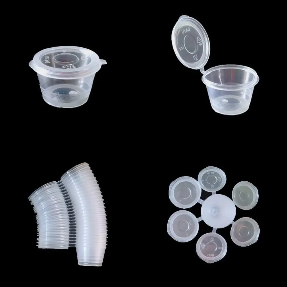 Plastic Souffle Cups,Disposable Clear Leak Proof Sauce Cup With Hinged Lid, for Various Sauces, Samples,Storage Crafts,1 OZ,100 Pieces