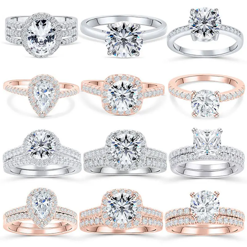 Loveden   Women's 925 Sterling Silver Ring Set, Cubic Zirconia Bridal Wedding Engagement Stackable Ring Set