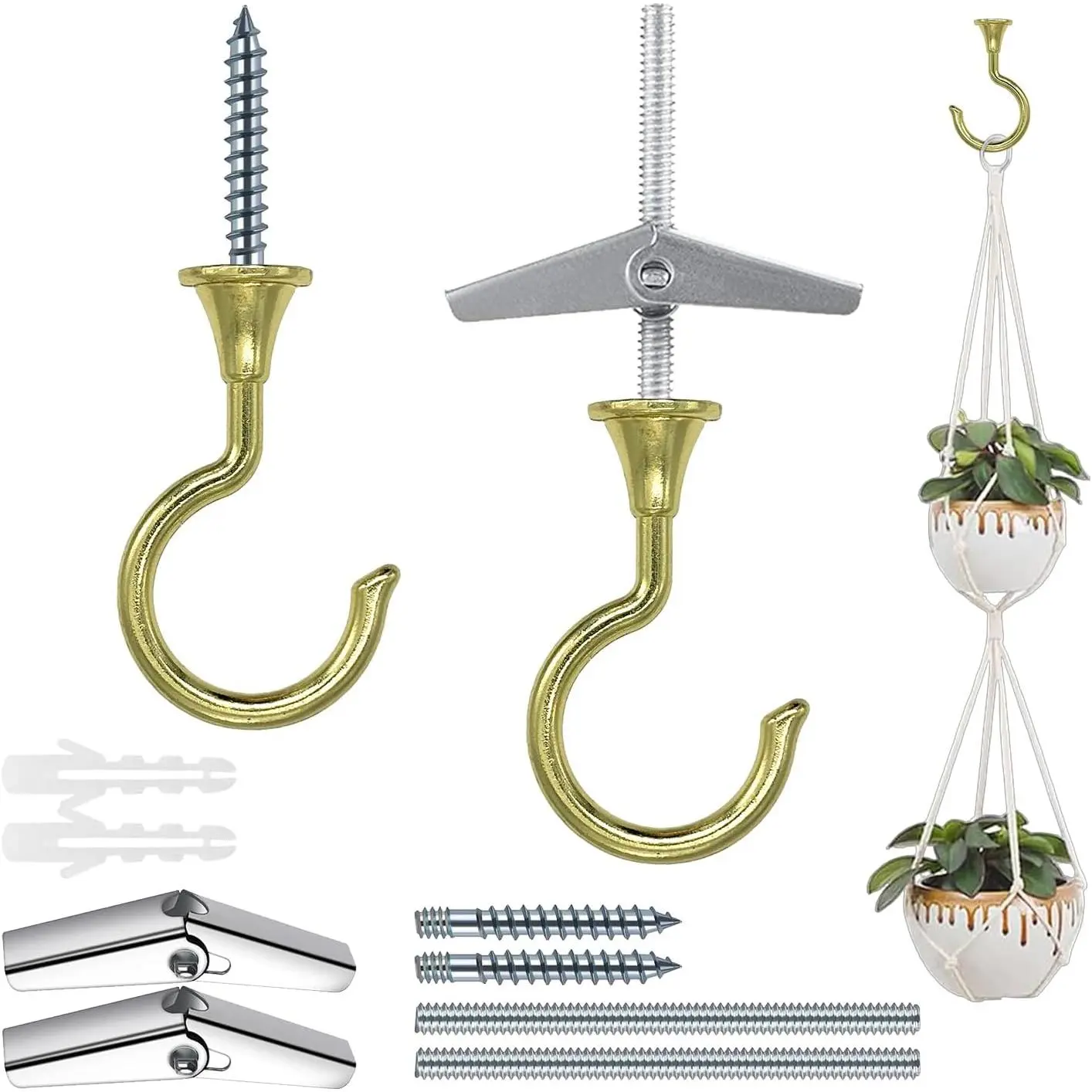 Ceiling Hooks for   & Chandeliers (2, ) | Zinc alloy ceiling hooks hold 30 lb  , 20 lb  drywall; screw-in hooks for , lights & chandeliers