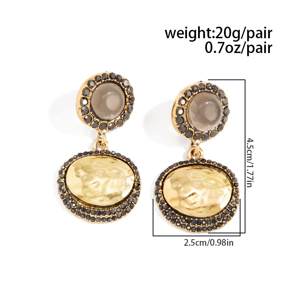 French Vintage Hollow Floral Disc Earrings – Fashionable Geometric Rhinestone Long Tassel Earrings