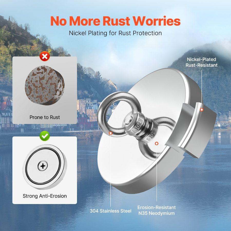 VEVOR Fishing Magnet, 700 LBS/318 Kg Pulling Force Super Strong Neodymium Fishing Magnet, Rare Earth Magnet with Handle Diameter 2.36 in/60 mm for Retrieving in River, Magnetic Fishing, Heavy Hanging VEVOR Fishing Magnet, 700 LBS/318 Kg Pulling Force Super Strong Neodymium Fishing Magnet, Rare Earth Magnet with Handle Diameter 2.36 in/60 mm for Retrieving in River, Magnetic Fishing, Heavy Hanging