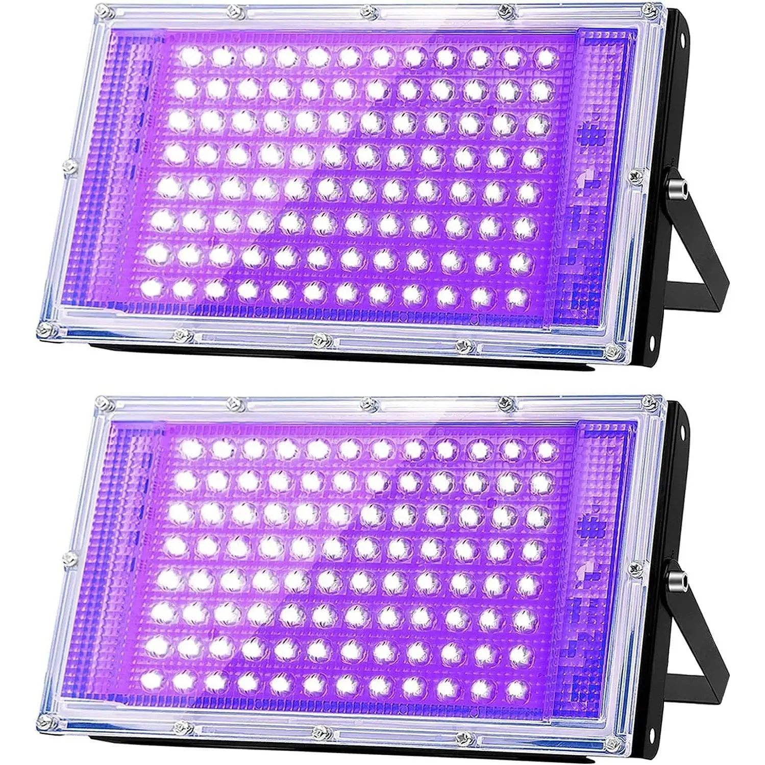 2 Packs 100W LED UV Black Light, 395nm IP66 Powerful UV Spotlight Lamp for Christmas Halloween Glow Party
