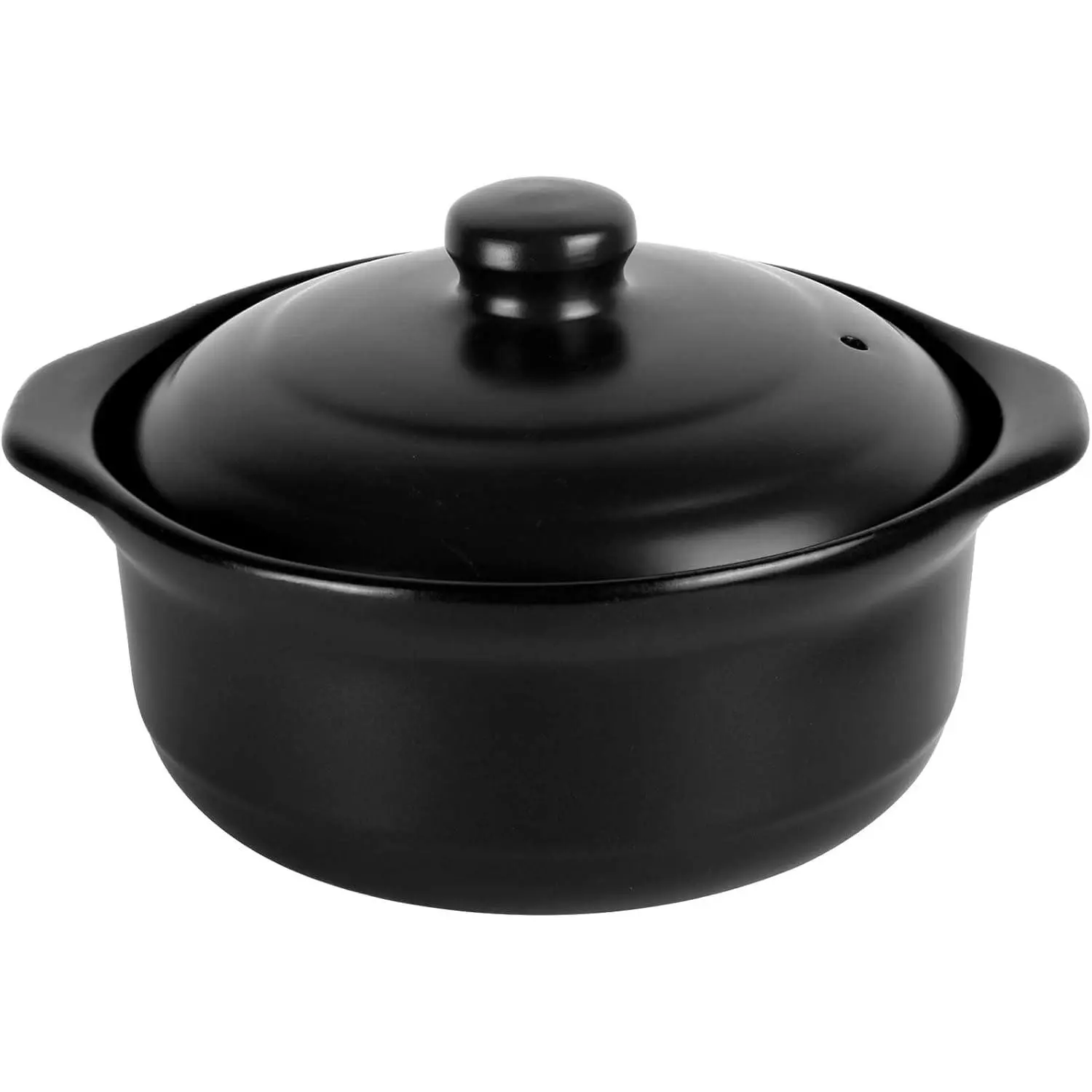 3.4 Quart Black Ceramic Clay Pot for Cooking with Lid Korean Stone Pot Healthy No-Coating Earthenware Casserole Family Soup Rice Hot Pot Cookware