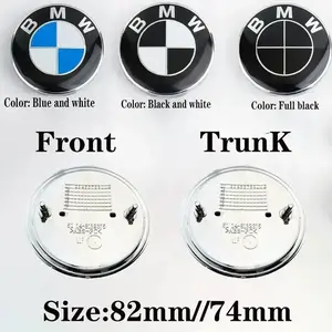 2Pcs 82MM/0.269FT & 74MM/0.243FT Chrome Base BMW Emblems, Front Hood & Rear Trunk Boot Badge Logo, Gloss Chrome Bottom Anti-oxidation ABS Badge, Self-adhesive Easy Installation Auto Styling Parts, Direct Replacement for BMW E38 E39 E46 E60 E90 Z3 Z4 X3 X5