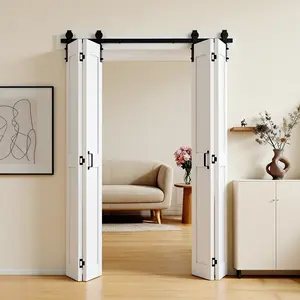 VEVOR Bifold Barn Door, 60" x 84", MDF Bi-Fold Sliding Closet Doors, Hardware Kit Included, H-Frame Space-Saving Design, Pre-Assembled Panels for Bedroom, Living Room, Wardrobe and Room Divider, Whit