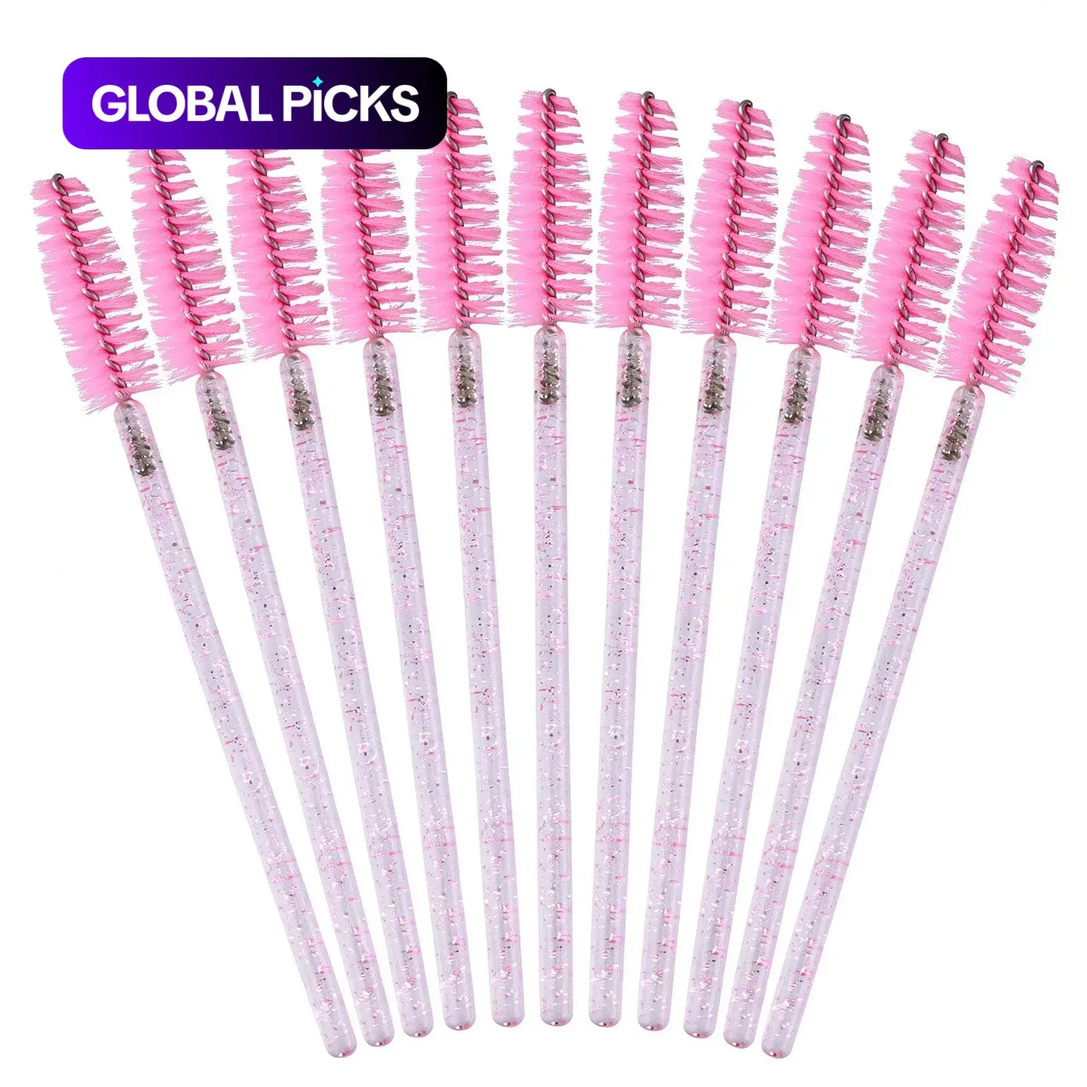 Reusable Eyelash Brush Set 200/100/50/10 Pcs, Washable Mascara Wands with Container, Bendable Reusable Eyebrow Spoolies for Lash Extensions, Eyebrow Brushes, Crystal Castor Oil Brush, Makeup Tool #GLOBAL PICKS