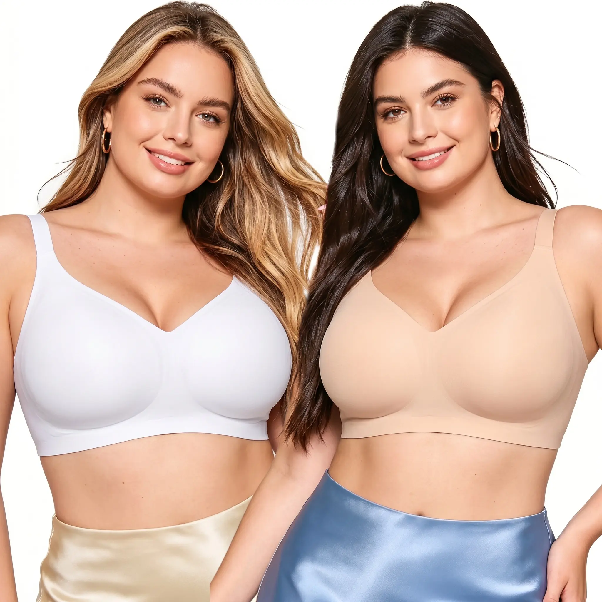 CORELOVE Jelly Bra No Underwire Wireless Full Coverage Bra, Seamless Push Up Minimizer T-Shirt Bra with Adjustable Straps, Minimalist Smooth Soft Yarn Daily Wear Comfort Wirefree Ladies Underwear
