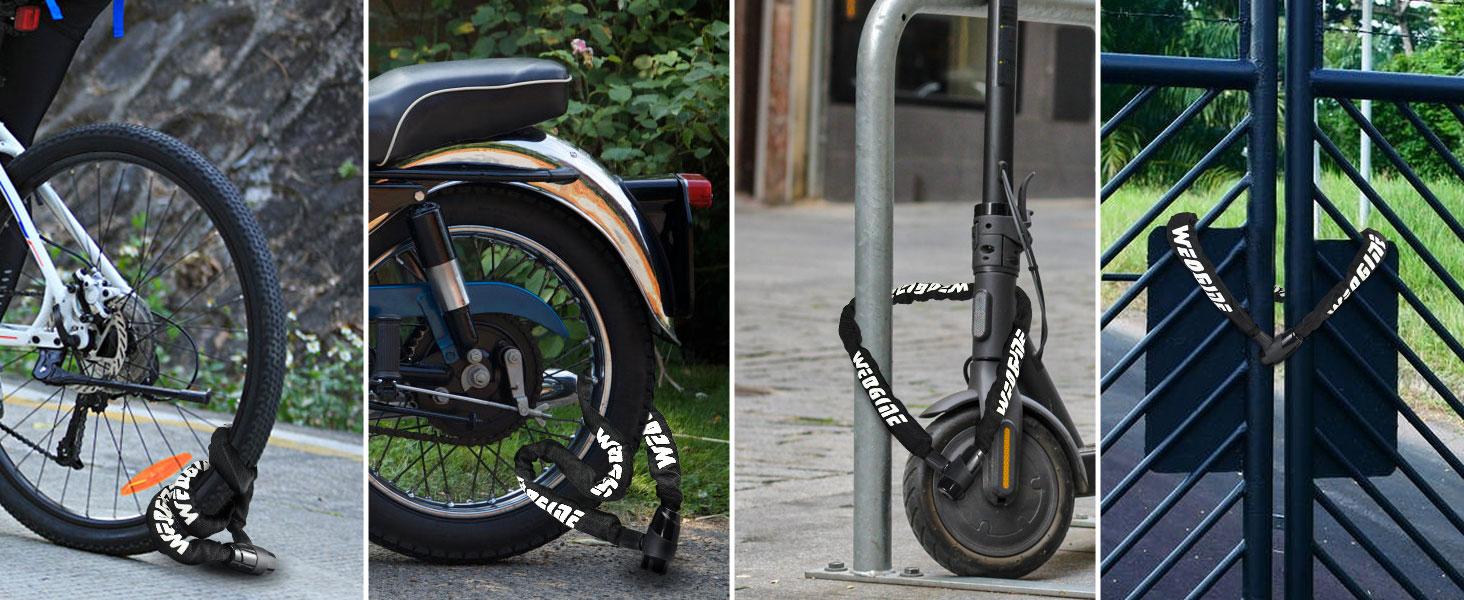 BASIC SUPPLY Bike Chain Lock, Heavy Duty Anti-Theft Bicycle Chain Lock, 2.72 Ft Security Bike Locks with 3 Keys, Waterproof Lock Chain for Bike, Bicycle, Scooter, Motorcycle, Door, Gate, Fence