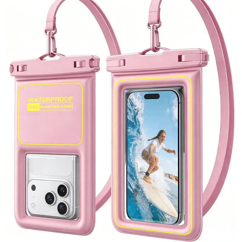 For iPhone 18 Pro / Pro Max and Samsung Galaxy S26 Ultra, IP68 Floating Waterproof Phone Pouch with Clear Touchscreen Window and Adjustable Lanyard for Beach, Swimming, Kayaking and Cruises