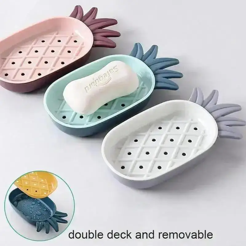 Durable 19x9.5cm Plastic Square Bathroom Soap Dish with Lid - Water-Draining Organizer Tray Stand, 1*Soap Box for Soap Pads, Home Bath Supply