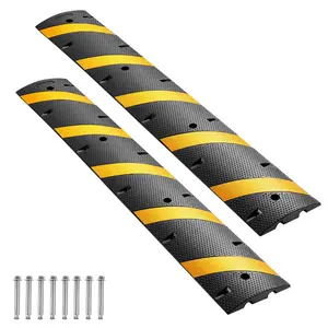 【DealsForYouDays】VEVOR 6FT Rubber Speed Bump, 2 Pack, 2 Channel Heavy Duty Traffic Speed Hump, 22000 lbs/Axle Load Capacity, 72 in Cable Protector Ramp with Expansion Screws, for Asphalt Concrete Gravel Driveway Road