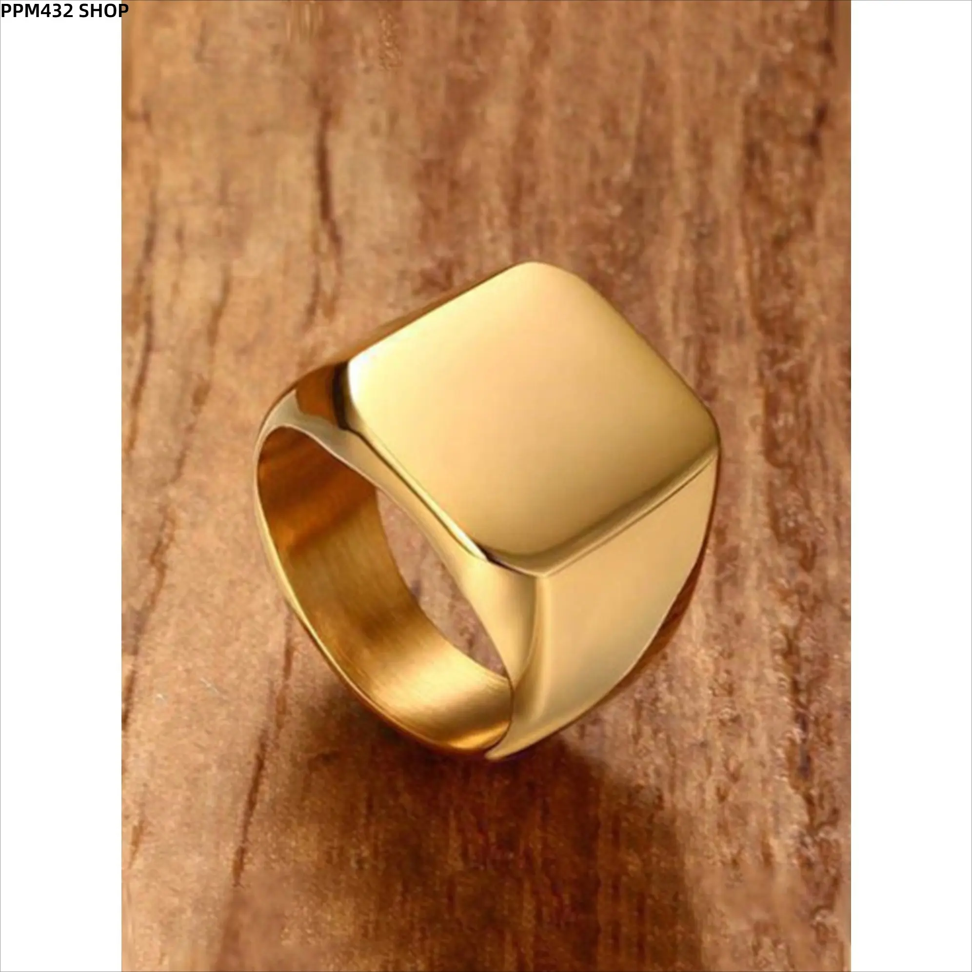 Men's Geometric Square Ring, Vintage Smooth Signet Ring with Minimalist Design, Classic Statement Jewelry Accessory, Adjustable Multi Size Fashion Ring for Daily Wear, Street Style and Special Occasions