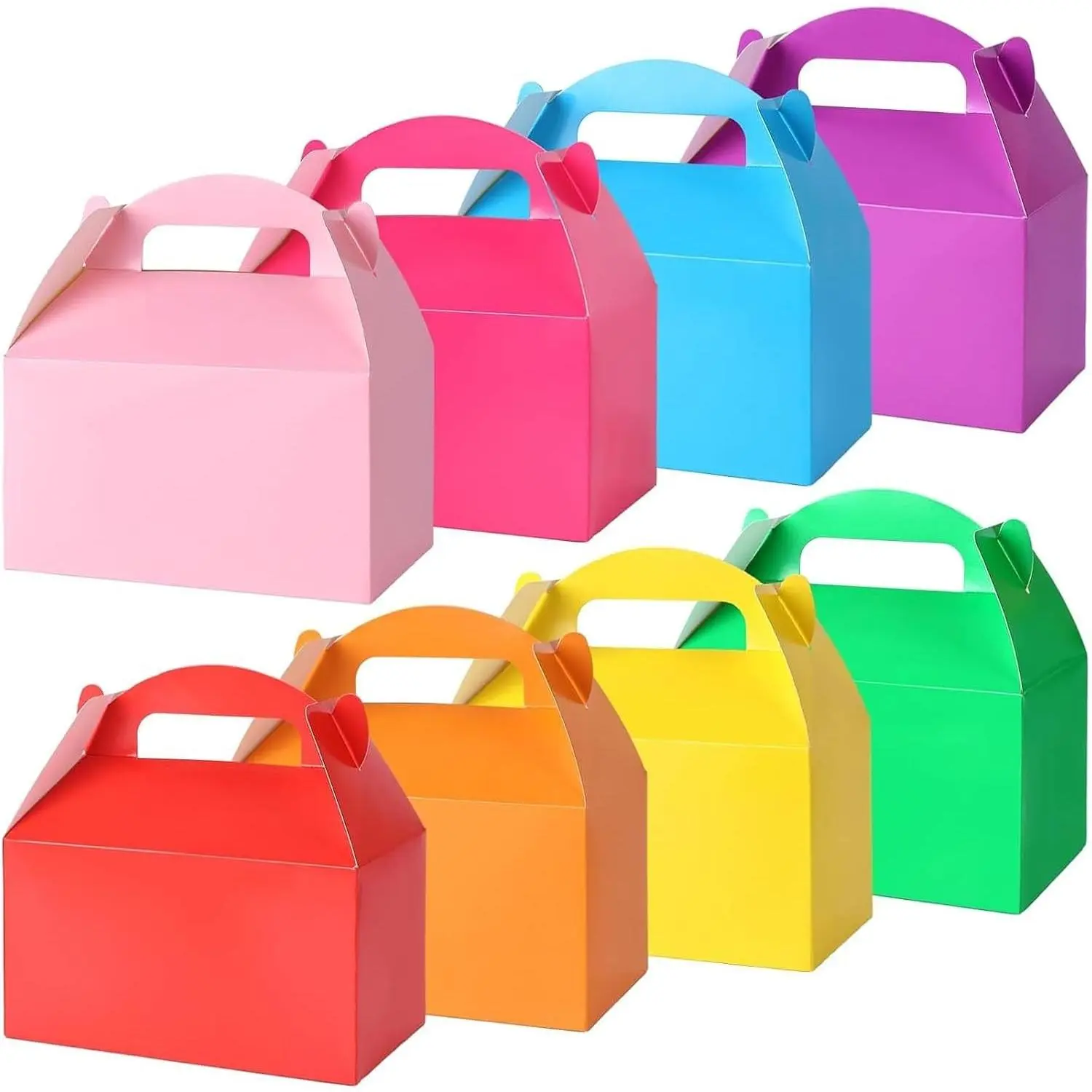 16PCS Gable Treat Boxes Goodie Bags, 6.1 × 3.5 × 3.3 inch Colorful Paper Gift Boxes for Kids Snacks, Candy, Toys, Birthday Party, Wedding