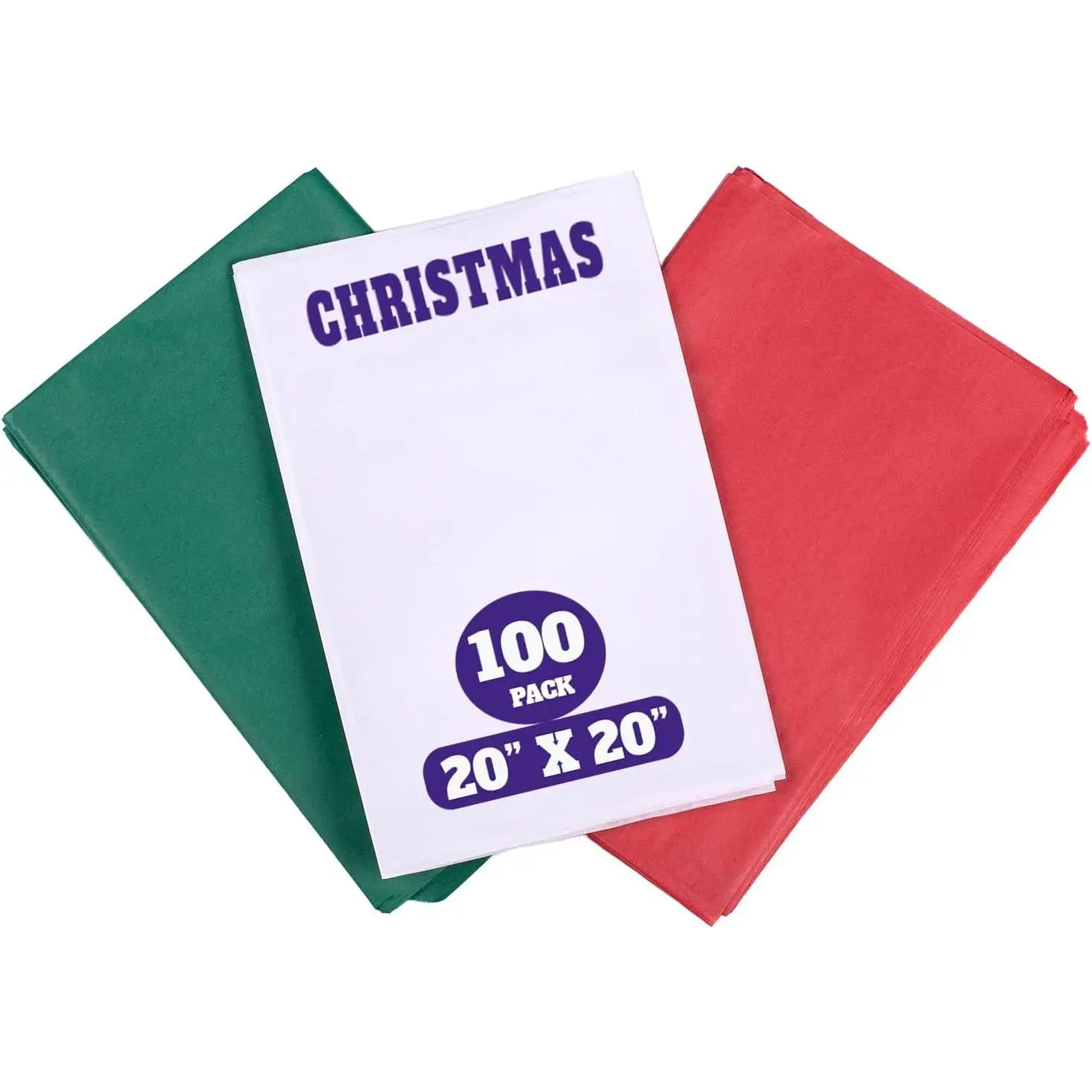 200 Sheets Christmas Tissue Paper 20x20 | Red and Green Tissue Paper - Bulk Holiday  Wrap,  for Christmas, White Tissue, Crafts & Decor