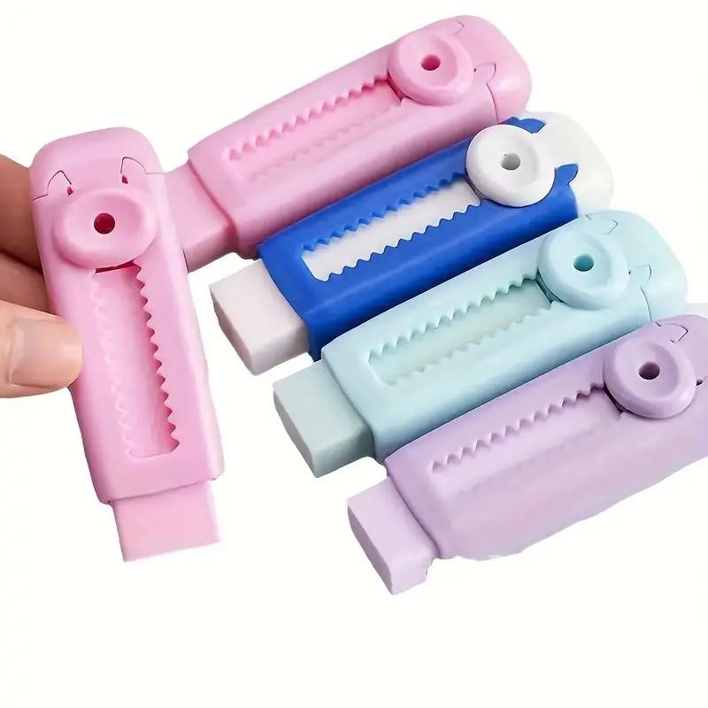 Random Color Mini Cute Eraser, 3 Counts Portable Retractable Eraser, Clean Eraser, Writing & Correction Tool for Home School Office