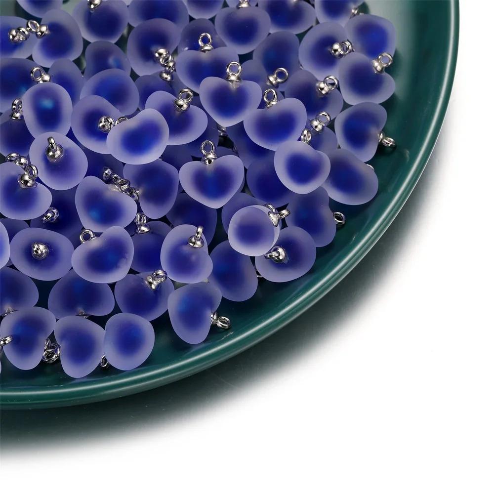 10pcs/lot Resin Frosted Multicolor Heart Charms For Handmade Bracelet Earrings Necklace Pendant DIY Jewelry Making Supplies