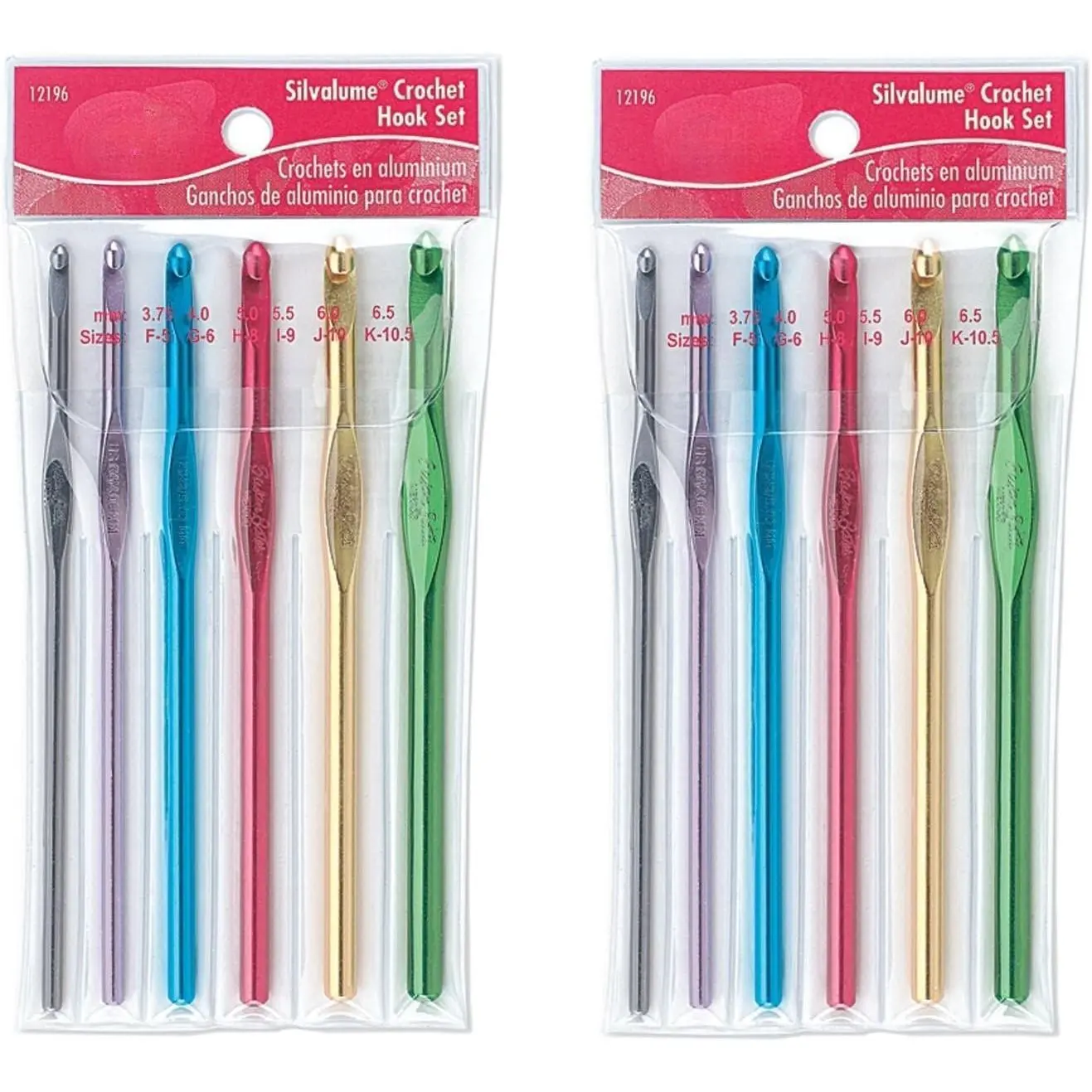 Silvalume Crochet Hook Set in Pouch Sizes F, G, H, I, J, K (2 Pack)