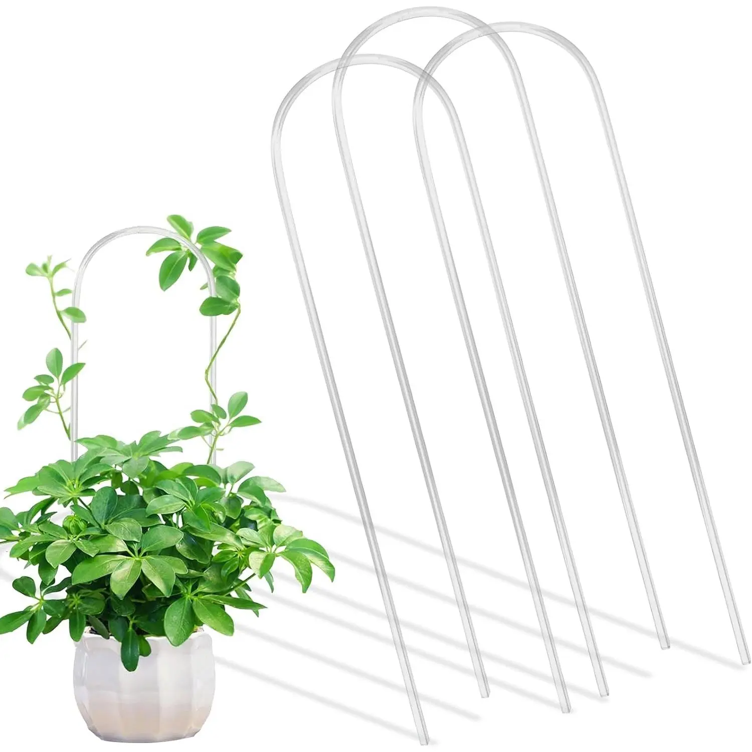 3PCS U-Shaped Clear Acrylic Trellis, 13.7X4'' Plant Trellis for Potted Climbing Plants, U-Style Garden Plant Support for Vine, Ivy, Hoya, Pothos Indoor with Outdoor Use