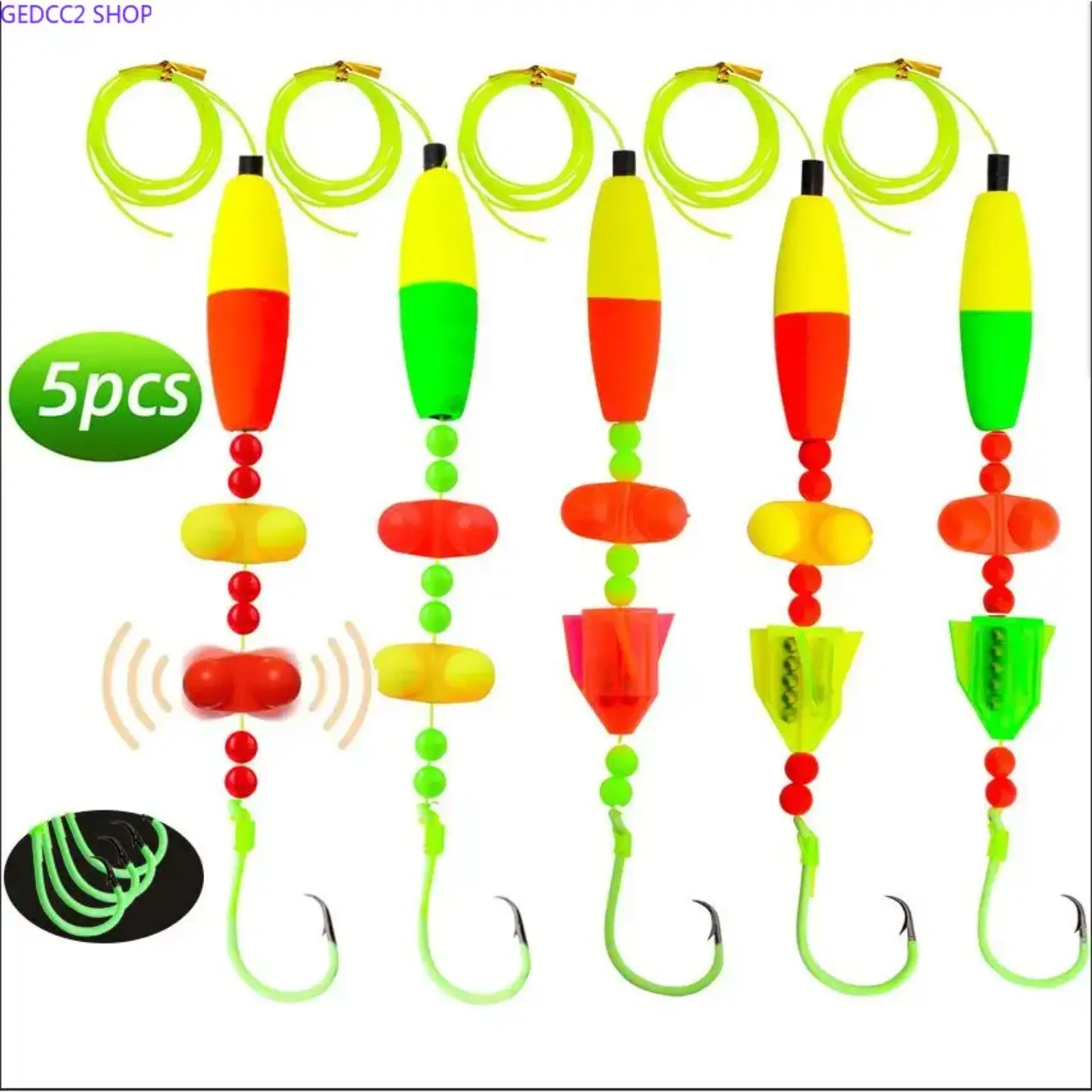 5PCS Santee Cooper Catfish Rig Kit, Catfish Fishing Rigs with Rattle Floats & Circle Hooks, Ready-to-Use Tackle for Lake, River and Bank Fishing