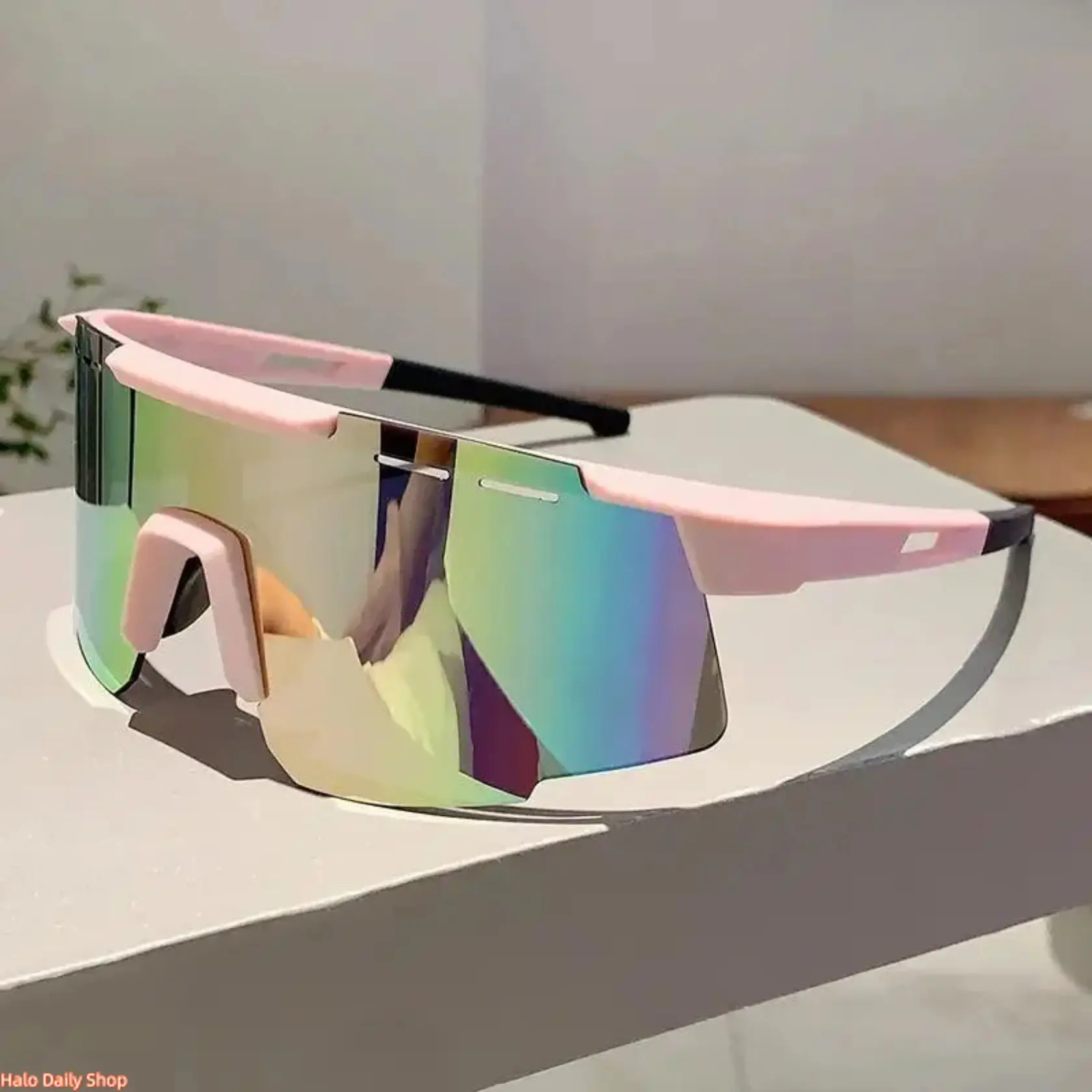 Viral Oversized Shield Safety Glasses for Men - Tinted Shades with Blue-Light Blocking Shatterproof Lenses, UV Protection, Anti-Glare, Lightweight for Bikes, Outdoor Riding, Travel, Cycling Accessories, Anti-Glare Lens Shades, Sport, Sunglasses, Blue Ligh