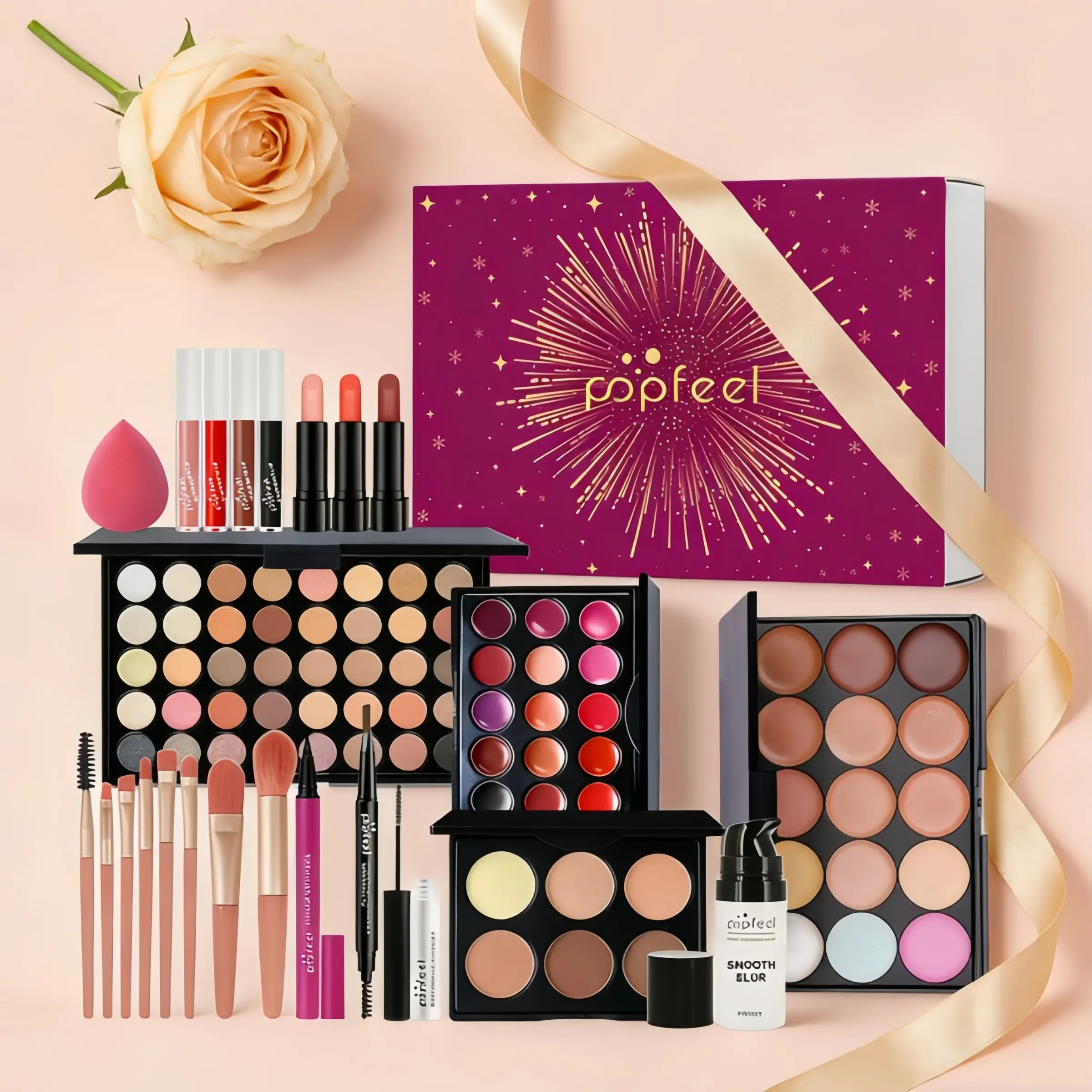 Popfeel Gift Makeup Set, makeup palette set, Celebratory Gift for Beginners, Balm Form, Non-Flammable, Notified Via Scpn/cpnp, Beauty Essentials Set