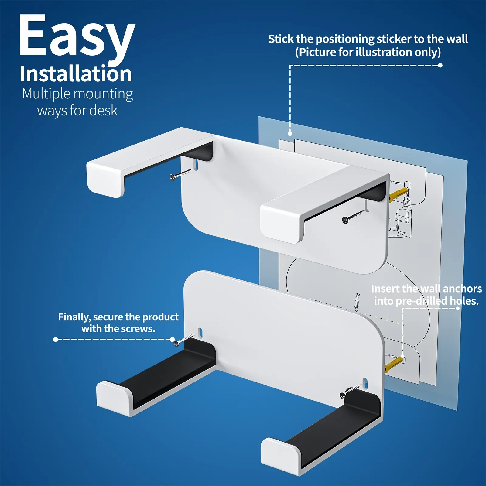 Metal Multi-Mounting Wall & Under-Desk Bracket - Wireless Gaming Controller Mounts, Brackets & Stands for Xbox Series S, Nintendo Switch, Switch Pro/Special Edition Controllers, RGB, Pastel, Cobalt, Wax Grip, Portable Console Accessory