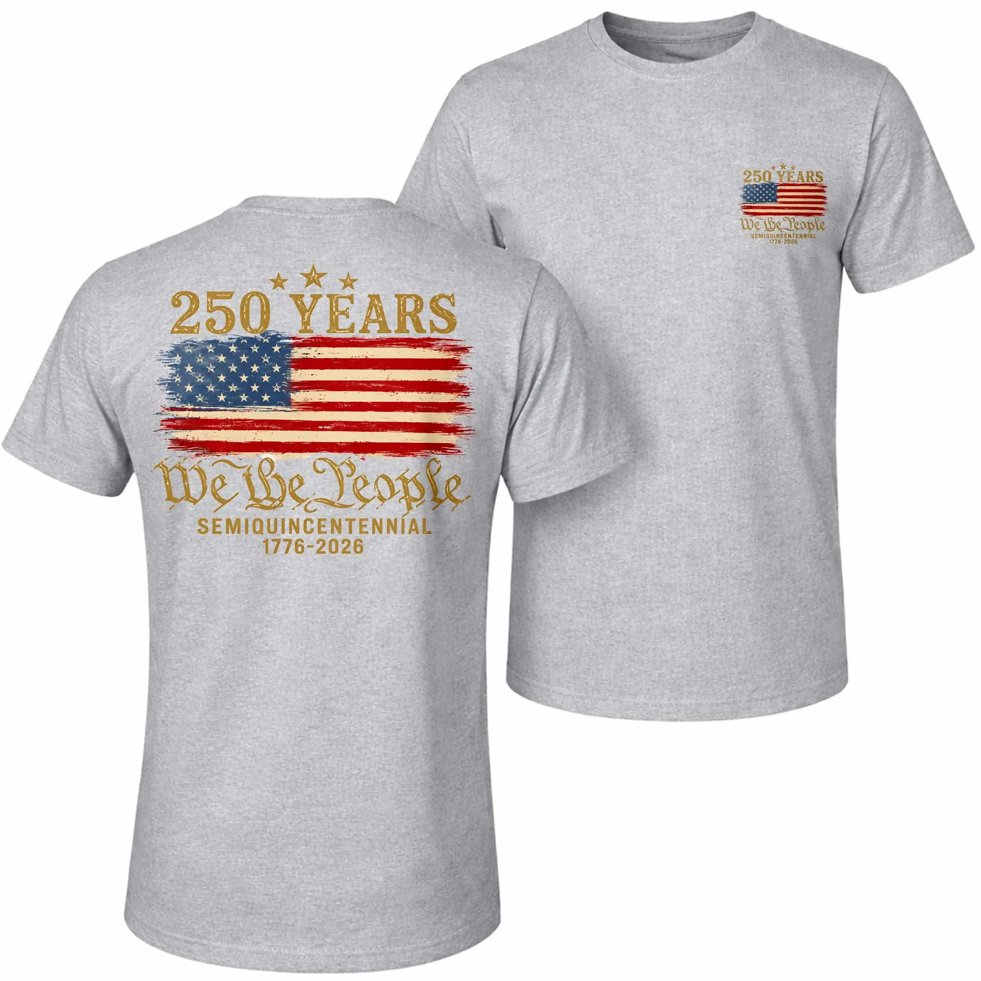 Featuring A "America's 250th Anniversary Freedom Print, This Men's Pure Cotton Short-Sleeve T-Shirt Is A Stylish, Unisex Piece Suitable For Both Men And Women; Its Classic Crew-Neck Design Makes It A Versatile Choice Perfect For Wear In Any Season.