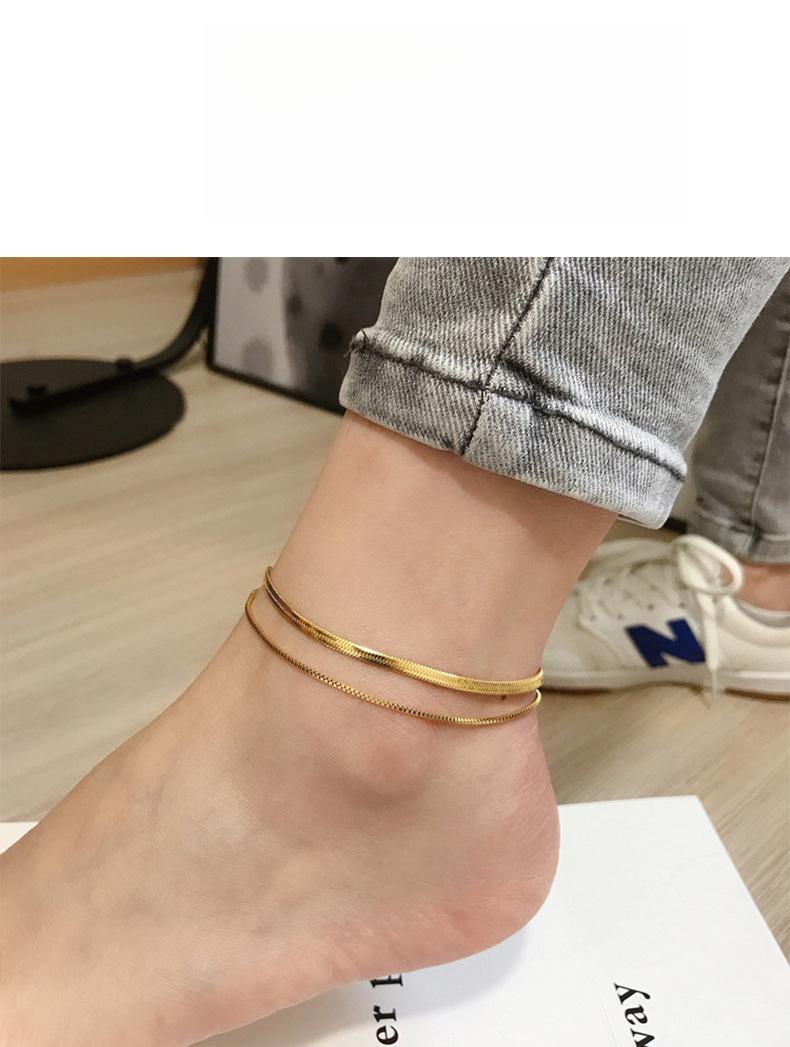 Double-Layer Snake Bone Anklet for Women – INS Minimalist Forest Style, Trendy Simple Layered Foot Chain