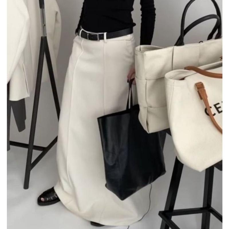 UOOZEE Women's 2026 New Autumn Spring Old Money H-Shaped Basic Womenswear Maxi Skirt, Minimalist Solid Loose Fit Zipper Elegant Daily Outings Date Night Outfit, Commuting Bottoms with Pockets