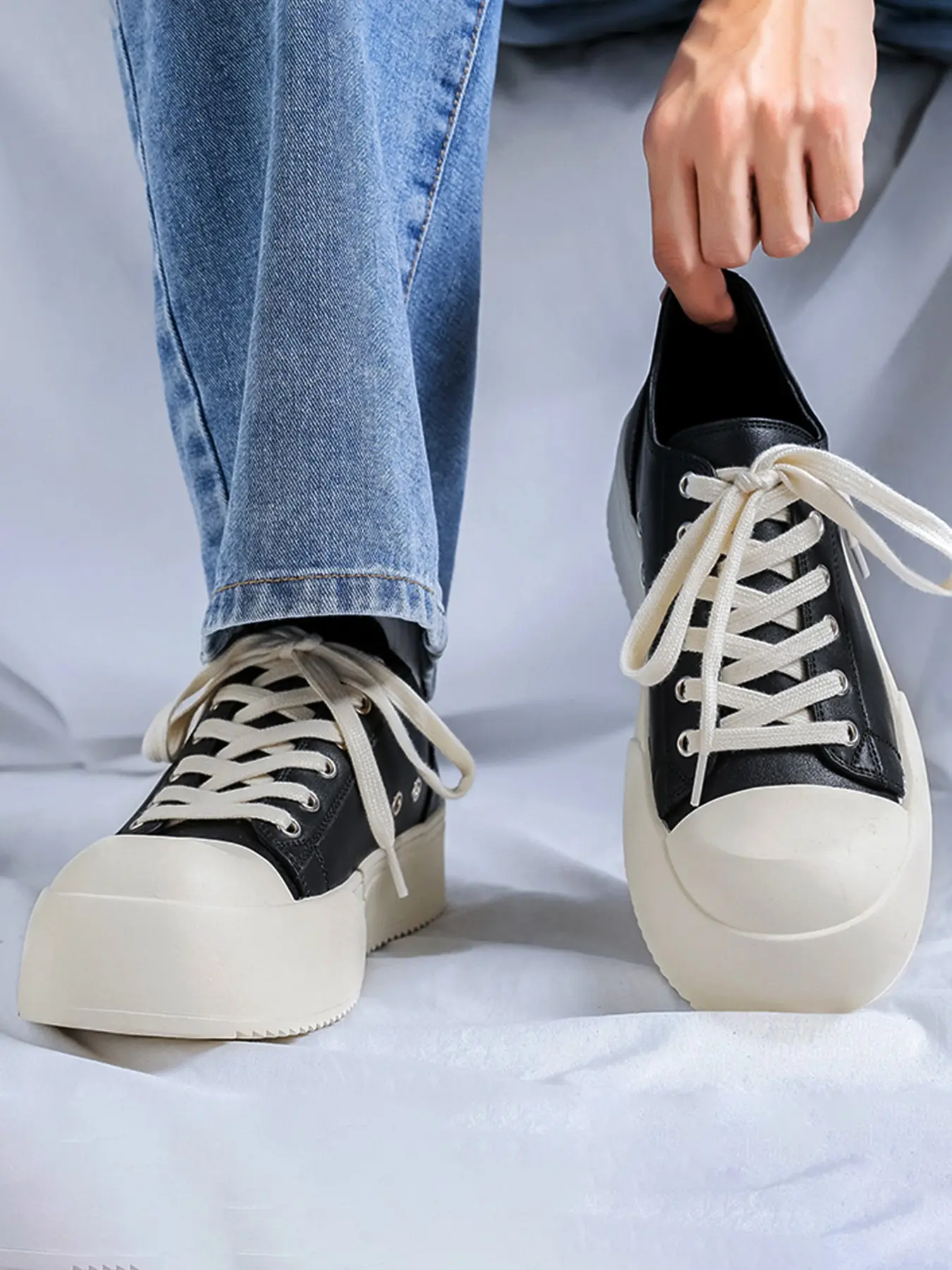 Men's & Women's Low Top Sneakers, Colorblock Design, Soft Leather Material, Thick Sole, Casual Daily Wear, Spring Summer Autumn Winter