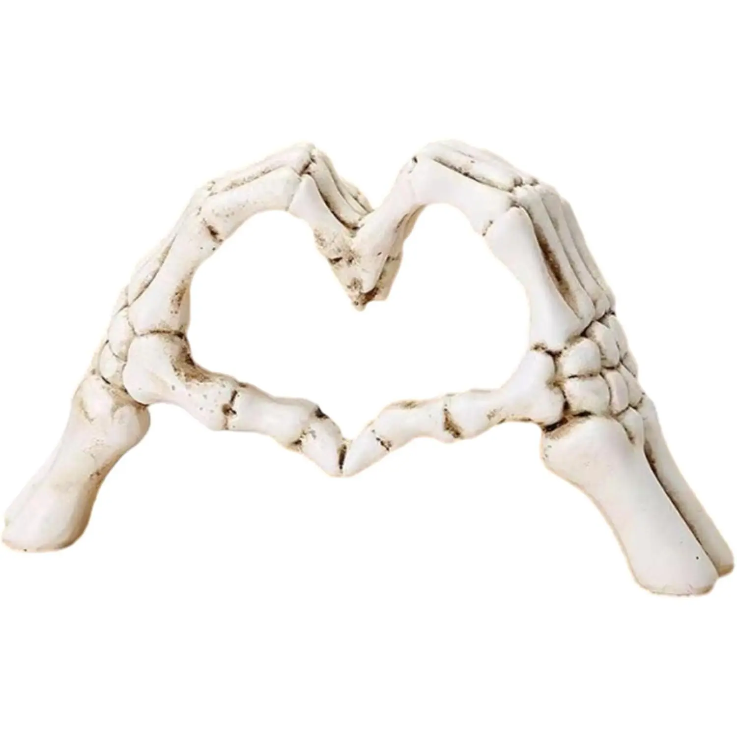 Gothic Skeleton Heart Hands Sculpture 6.3"- Unique Until Death Bone Heart Love Sign -Halloween Home Decor, Gothic Wedding Gift, Shelf Desktop Ornament