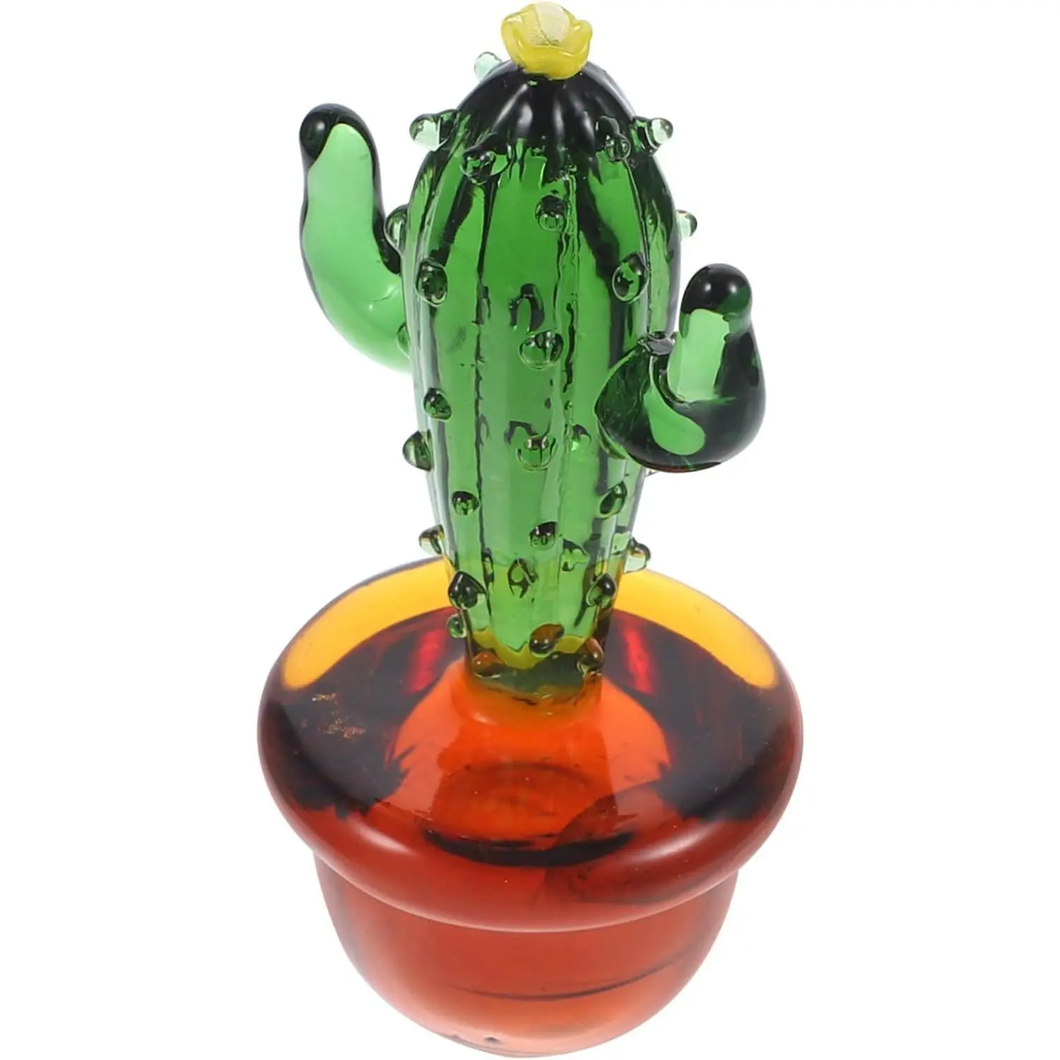 Glass Cactus Figurine Miniature Cactus Ornament for Car Decor Easy to Clean for Room and Bedroom Decorative Plant Statue