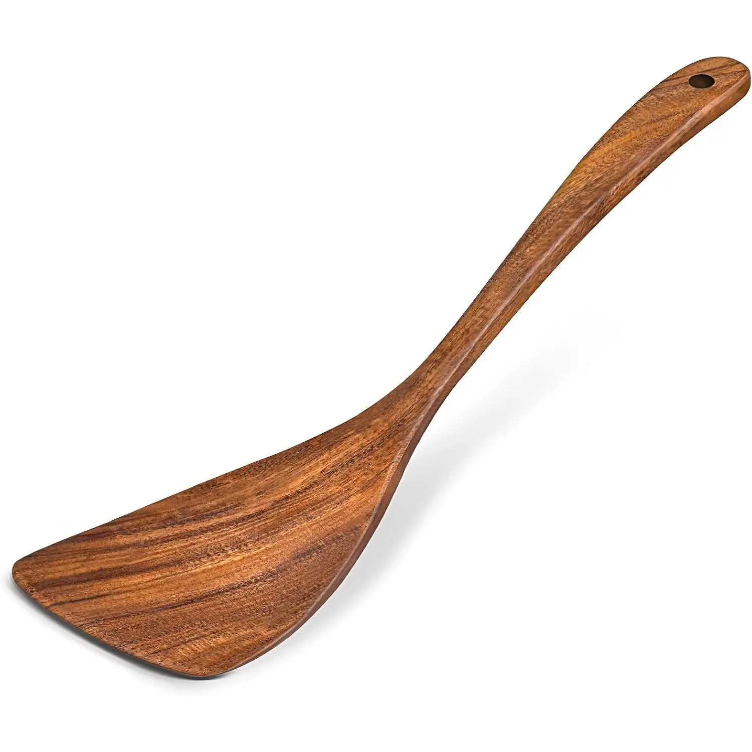 Wooden Spatula for Cooking, Acacia  Flat Frying Spatulas, Long Handle Spatula Turner for Non Stick Pans, Non-Scratch, Wooden Kitchen Utensils for Cooking, Frying, Baking