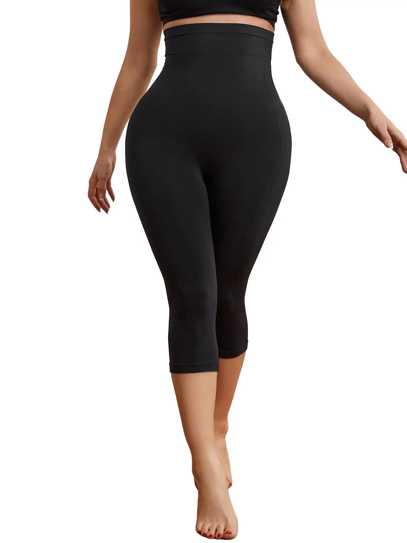 Women's Seamless High-Waisted Shapewear Seven-Quarter Pants, Tummy Control Butt Lifting Tight Fit, Anti-Slip Design, 4 Colors Available