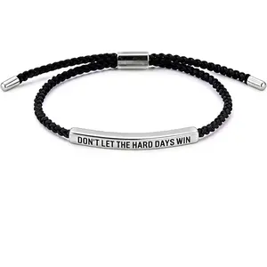 Don't Let The Hard Days Win Bracelet - Adjustable Titanium Motivational Inspirational Wrap Bracelet for Women Men - Handmade Braided Encouragement Gift Jewelry for Mother's Day, Graduation, Birthday, Friends, Christmas, or Everyday Wear