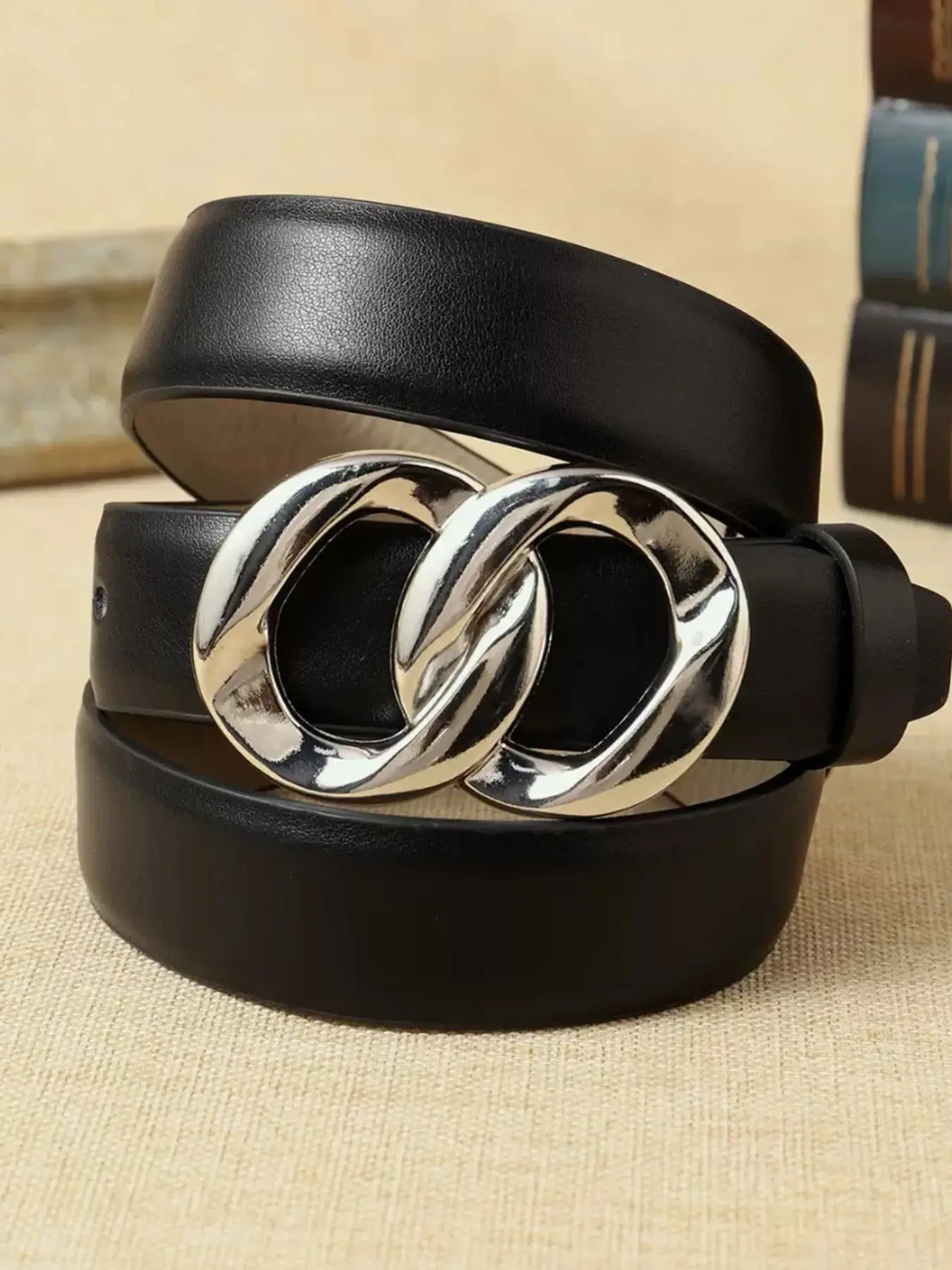 French Minimalist Style Dual O-Ring Thin PU Belt, Tight Waistband, Daily Commute Shirt Accent Belt, Fashion Accessory