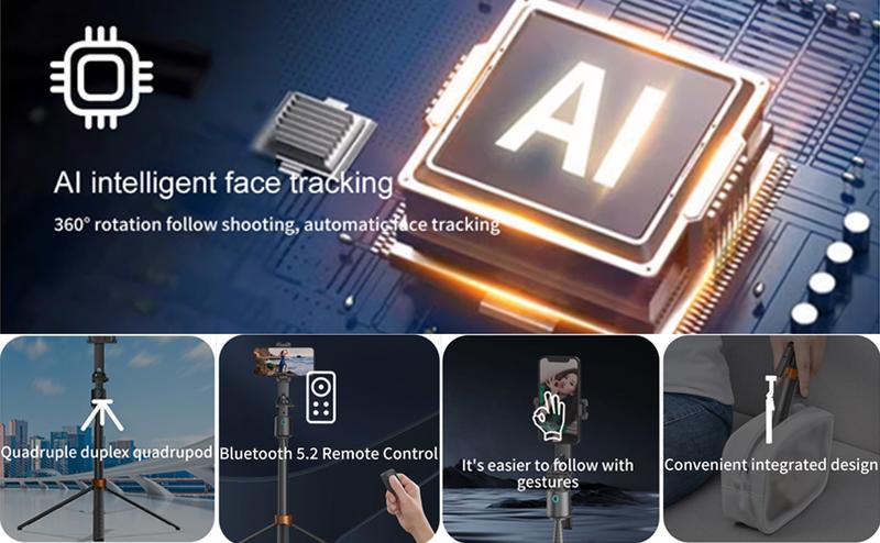360° Auto Face Tracking Tripod, Rechargeable Selfie Stick Stand with Dual Fill Lights, Smart Rotating Phone Holder for Vlogging, Live Streaming, Video Calls & Content Creation (iPhone/Android Compatible) 360° Auto Face Tracking Tripod, Rechargeable Selfie Stick Stand with Dual Fill Lights, Smart Rotating Phone Holder for Vlogging, Live Streaming, Video Calls & Content Creation (iPhone/Android Compatible)