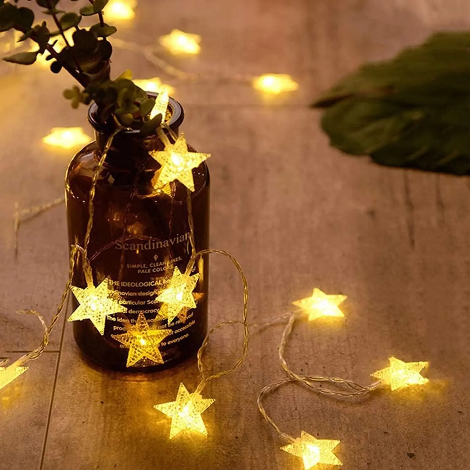 ANJAYLIA 20 LED Star String Lights, 10ft Battery Operated Fairy Lights, Warm White Battery Powered Twinkle Lights for Indoor Outdoor Bedroom Tent Dorm Room Patio Window Party Wedding Christmas Holiday Home Decor, No Outlet Needed, Easy to Hang