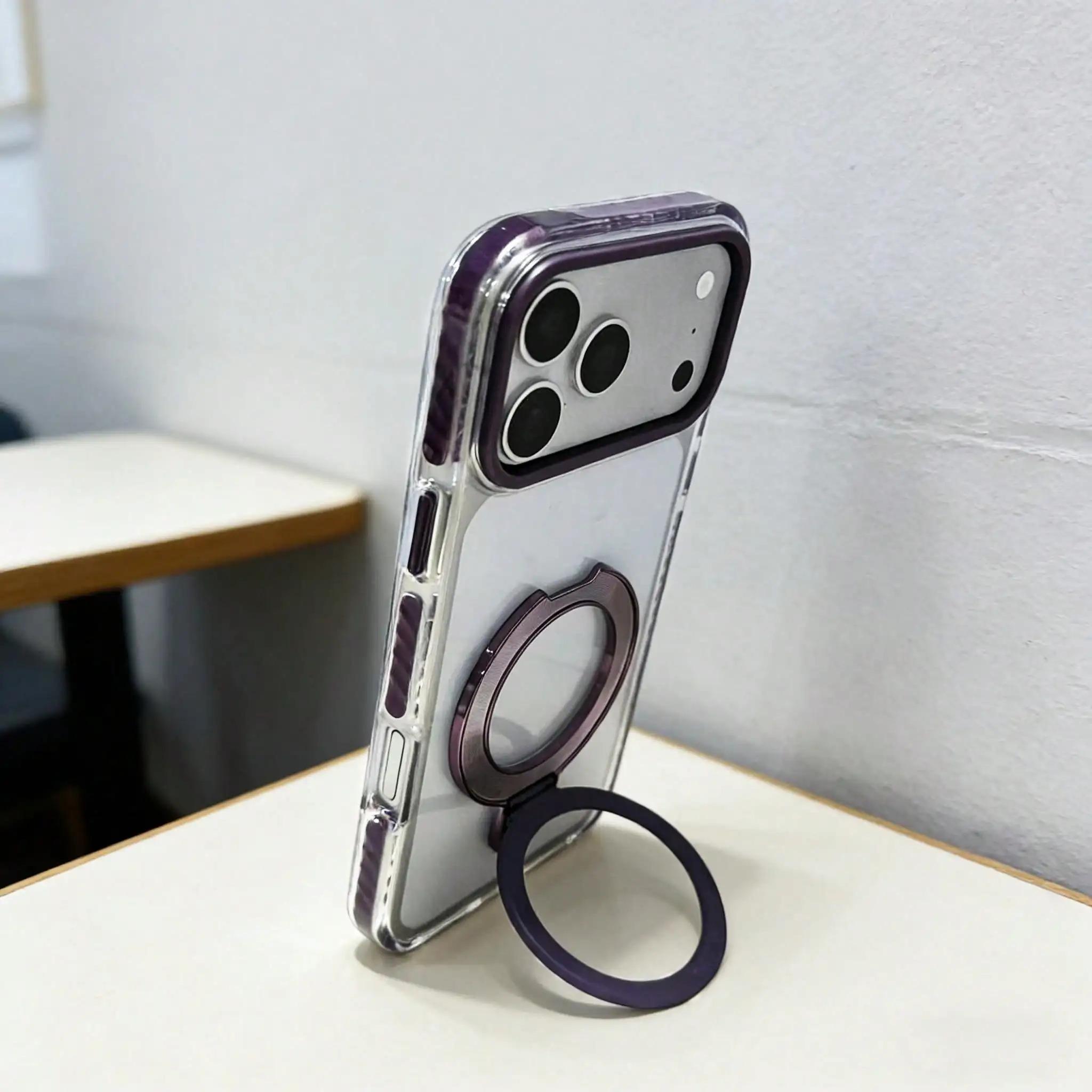 Dual-tone phone case with stand for iPhone 17/16/15/12/13/14 Plus/Pro Max/17Air-shock-resistant and durable, with colorful edges