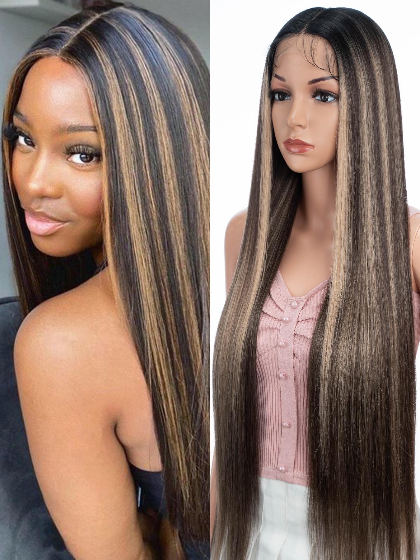 Super Long Straight Wigs with Baby Hair for Women, Gorgeous Fluffy Wigs, Synthetic Lace Front Wigs for Party, Daily Use, Glueless Frontal Wig