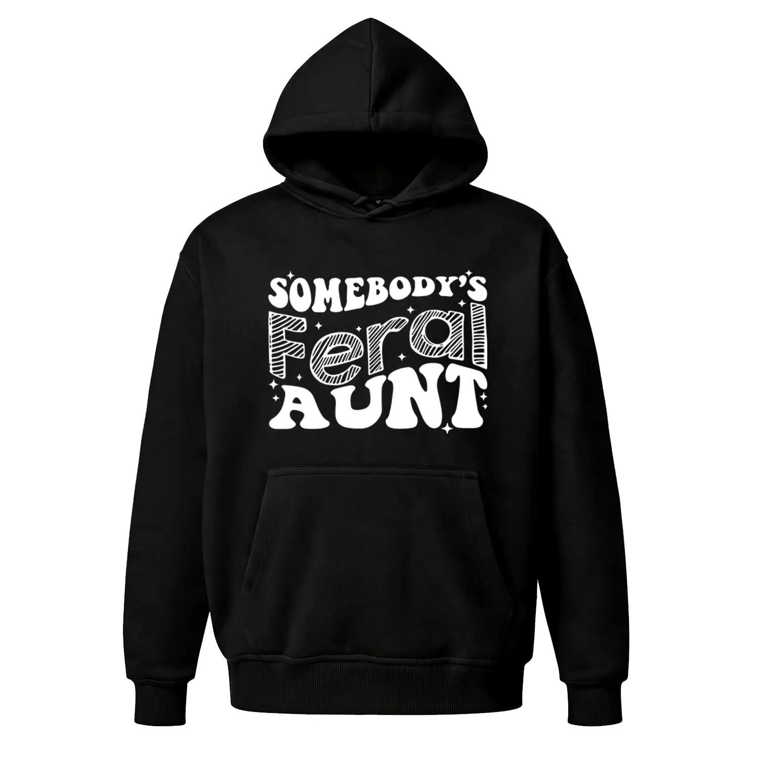 "Somebody's Feral Aunt" Hoodie, Oversized Y2K Graphic Sweatshirt, Retro 90s Slogan Pullover, Cozy Fleece Unisex Top, Funny Auntie Casual Outfit, Best Birthday Gift for Cool Aunt/Friend
