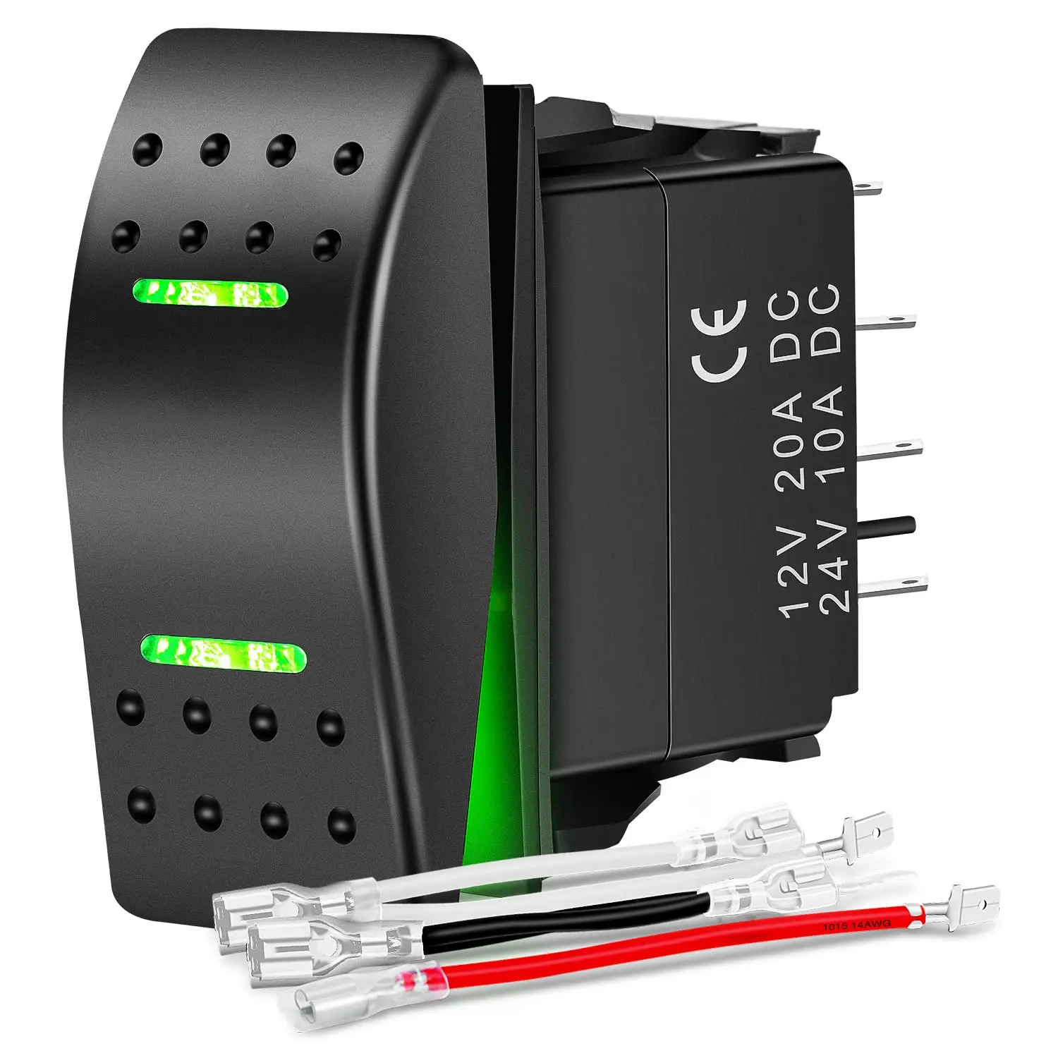 Nilight Waterproof DPDT 7-Pin Rocker Toggle Switch - ON-Off-ON, 12V-24V, Double Pole, with Jumper Wires for Winch, Pump, LED Lights - Compatible with Cars, Trucks, Jeeps, Campers, Yachts