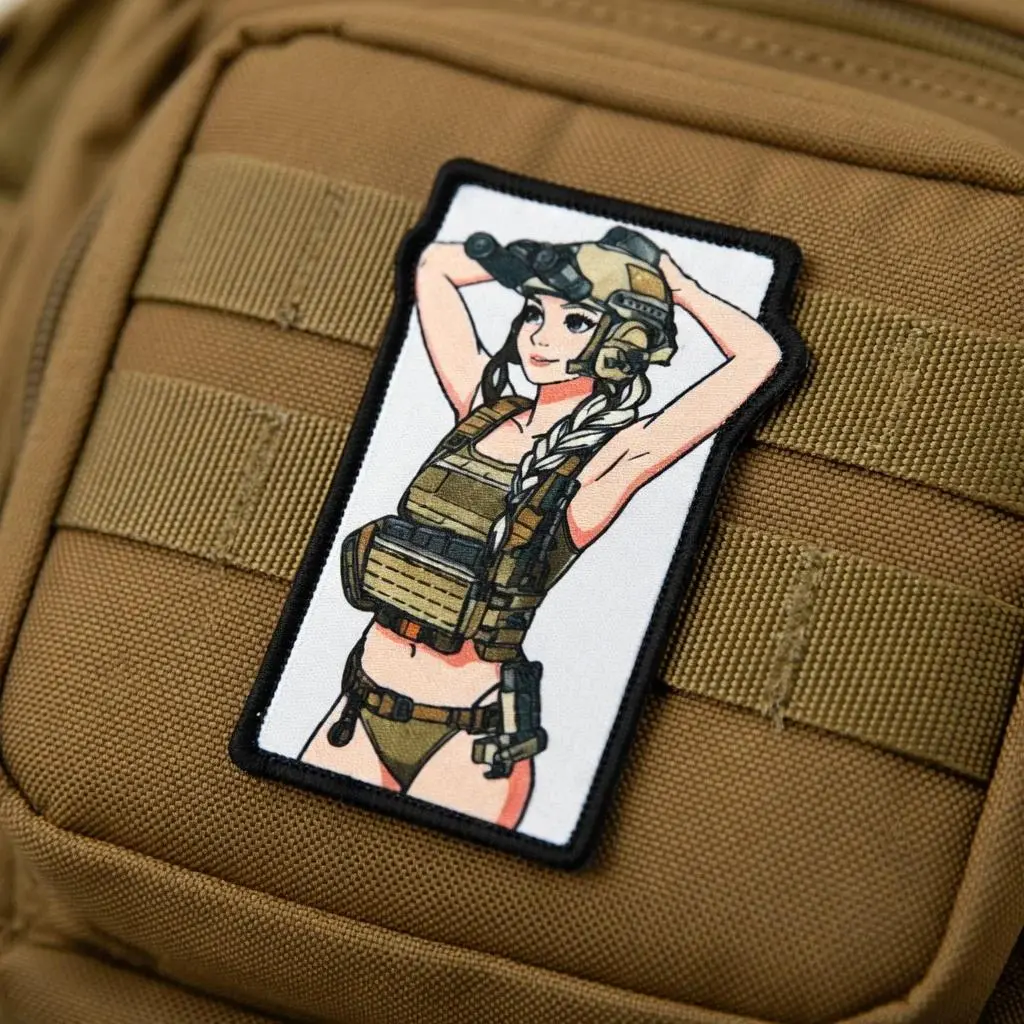 Tactical Braided Anime Girl Scout Morale Badge Printed Hook and Loop Patch Decorative Emblem for Backpacks Jackets Vests Hats Removable Patches