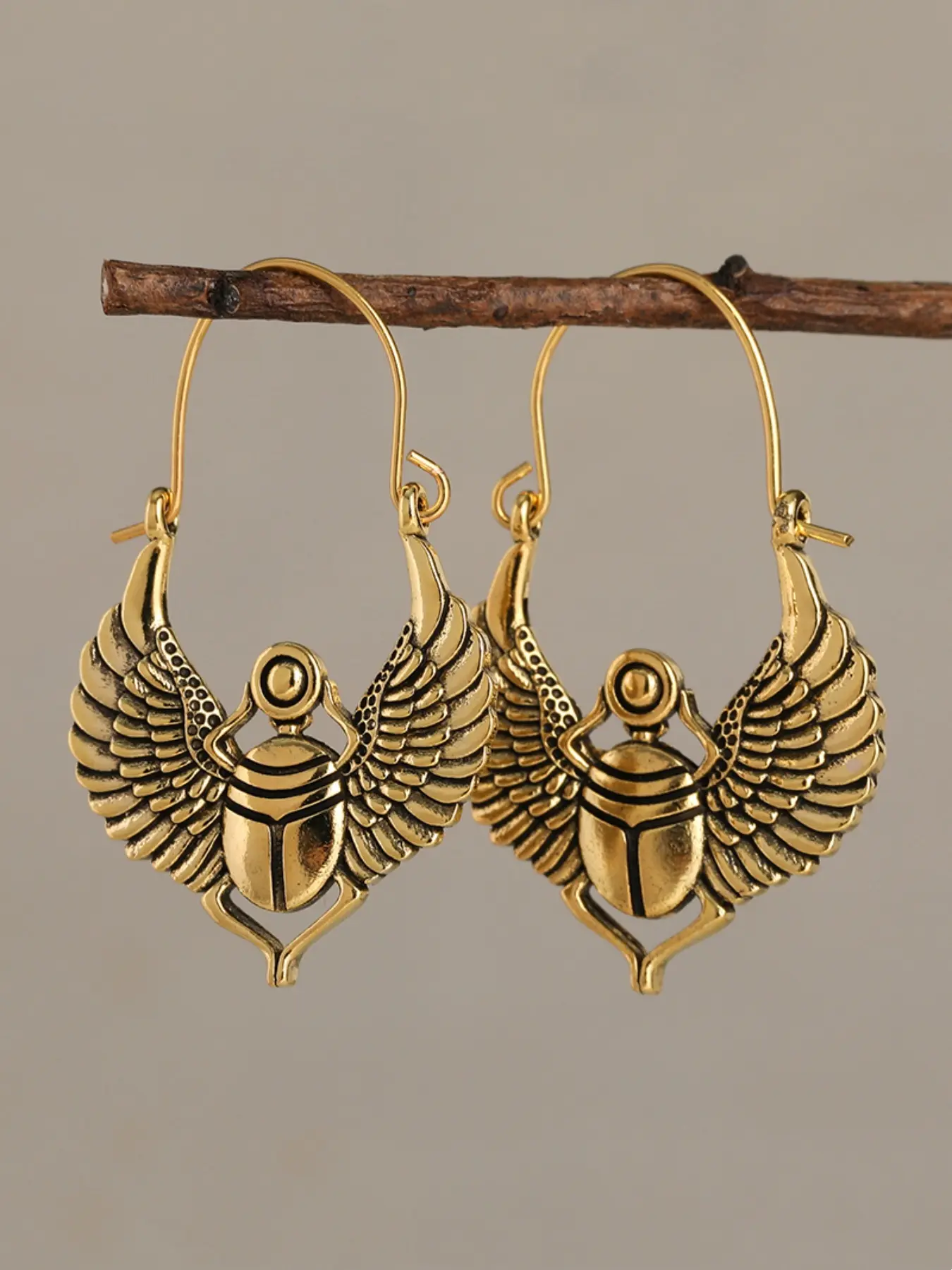 Mythical Beetle Pendant Hoop Earrings Boho Vintage Jewelry For Women Girls 1Pair