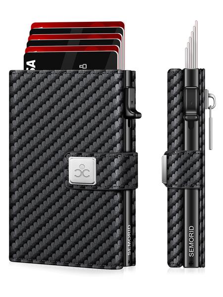 Men's Ultra-Thin RFID Blocking Aluminum Alloy Wallet, Minimalist Minimalist Business Design with Pop-Out Card Slots, ID Window and Cash Compartment, RFID Card Holder, Ideal Christmas Gift for Dad or Boyfriend