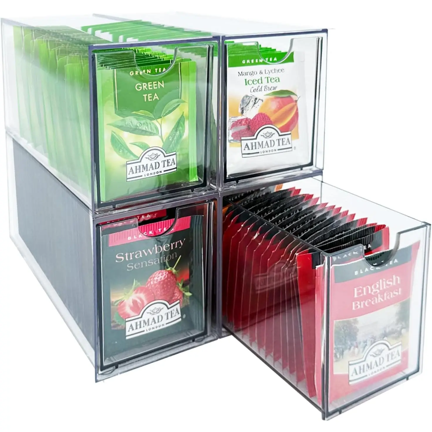 4-Pack  Bag Drawers Organizer - 4 Clear Plastic Drawer  Bag Holder; Stackable & Portable;  Size; Well-Organized Storage for  Bags & Kitchen Essentials