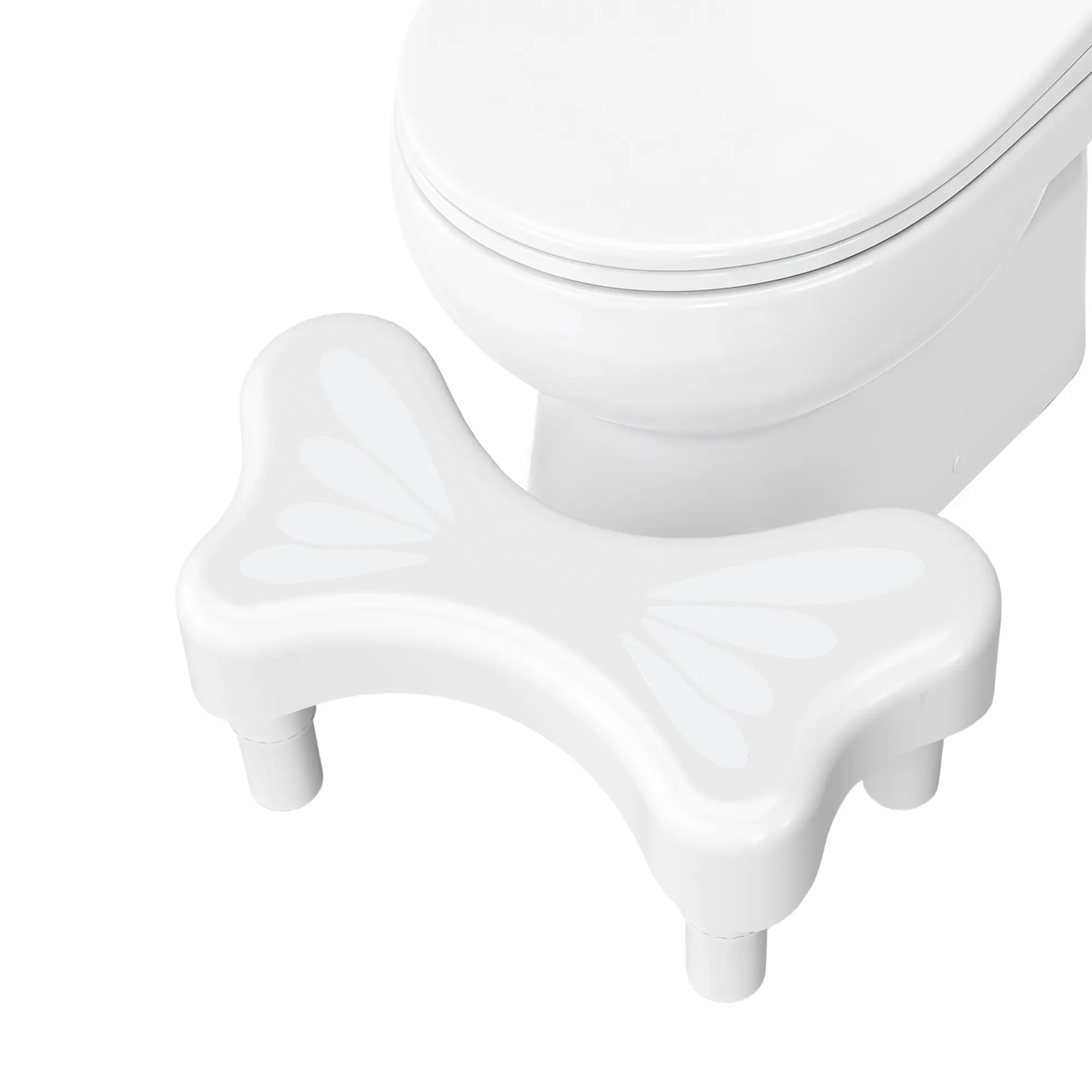 OP-Ergonomic U-Shaped Toilet Stool Footrest, 18cm Squat Training Step for Kids Potty Training - Non-Slip Lightweight - Fits Toilet or basin - Wood Grain Legs