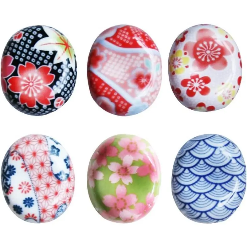 Style Hand Painted Floral Ceramic Chopsticks Rest Rack Dinner Spoon Stand  Fork Holder Chopsticks Stand(Set of 6)