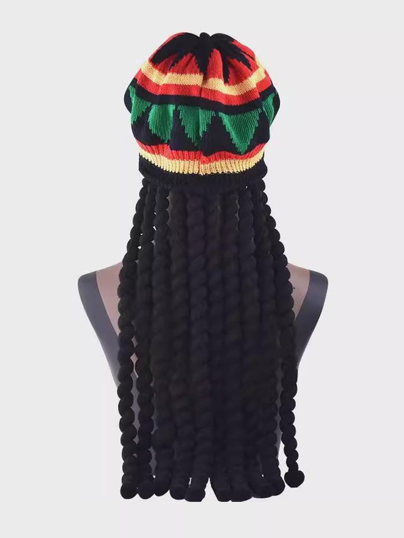 1pc Jamaican Rasta Hat with Black Dreadlocks Braids | Party Costume Wig Accessory 1pc Jamaican Rasta Hat with Black Dreadlocks Braids | Party Costume Wig Accessory